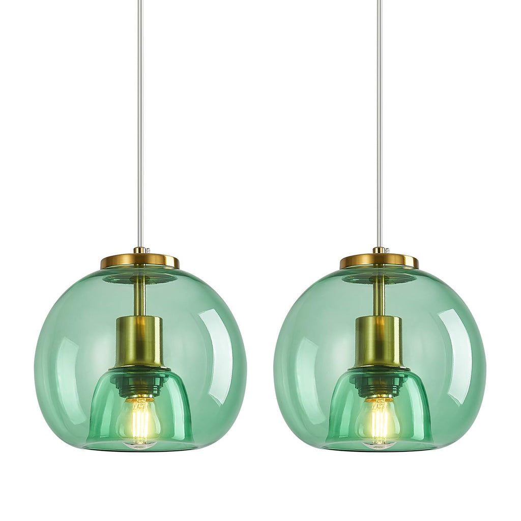 Mirror Smoke Gray Glass Pendant Lights Kitchen Island 2 Pack 7.87" Glass Globe Pendant Light Black Hanging Light Fixture Modern Pendant Lighting for Kitchen Island Bedroom Dining Room
