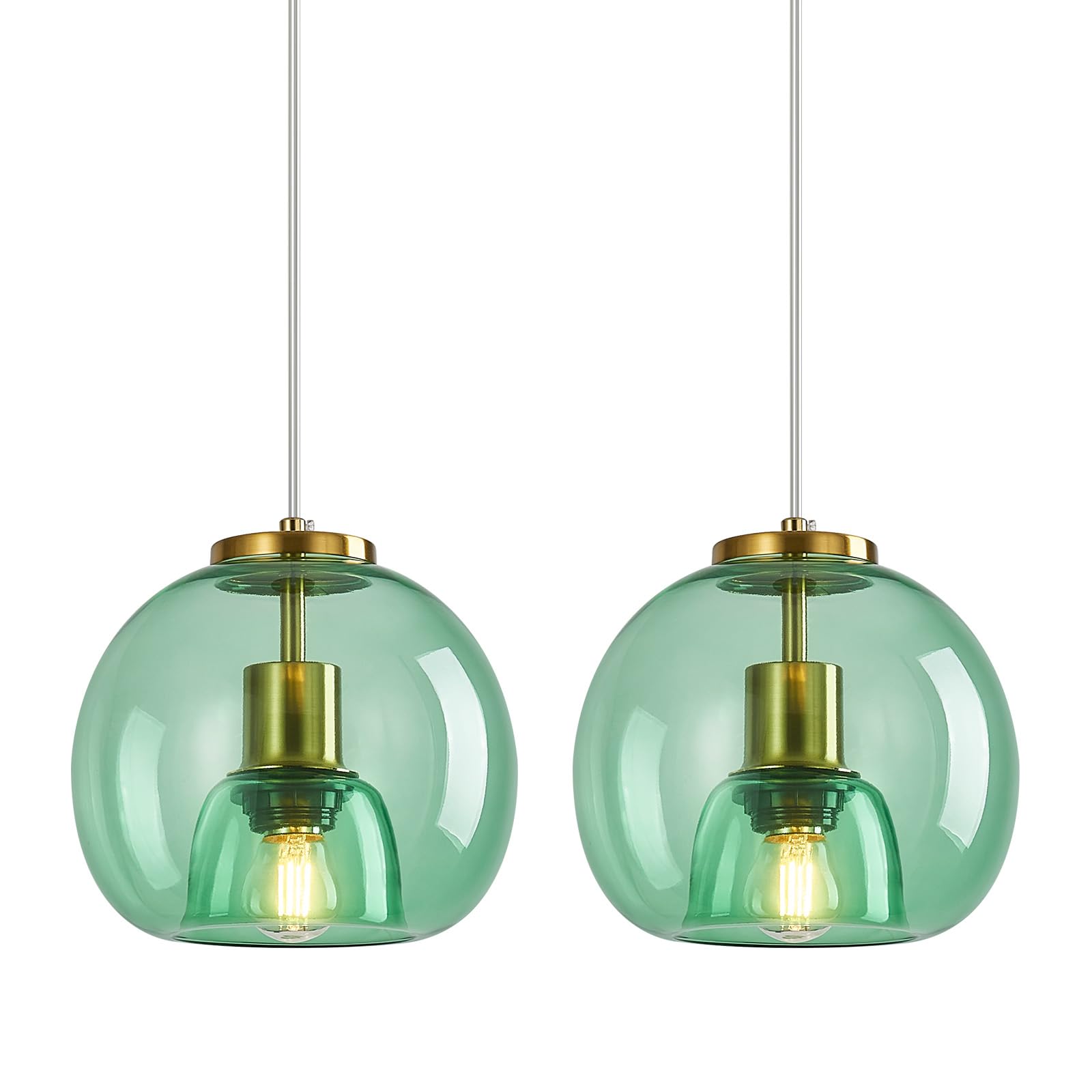 Mirror Smoke Gray Glass Pendant Lights Kitchen Island 2 Pack 7.87" Glass Globe Pendant Light Black Hanging Light Fixture Modern Pendant Lighting for Kitchen Island Bedroom Dining Room