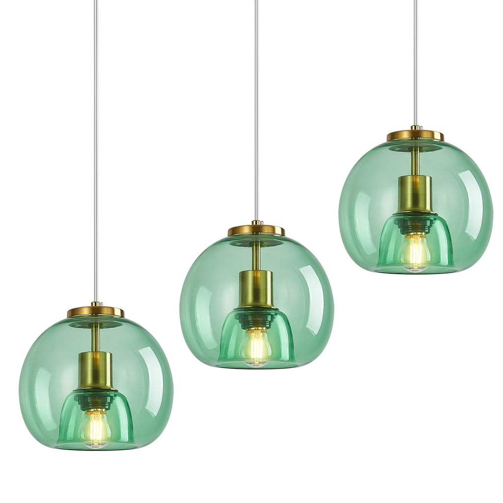 Mirror Smoke Gray Glass Pendant Lights Kitchen Island 2 Pack 7.87" Glass Globe Pendant Light Black Hanging Light Fixture Modern Pendant Lighting for Kitchen Island Bedroom Dining Room