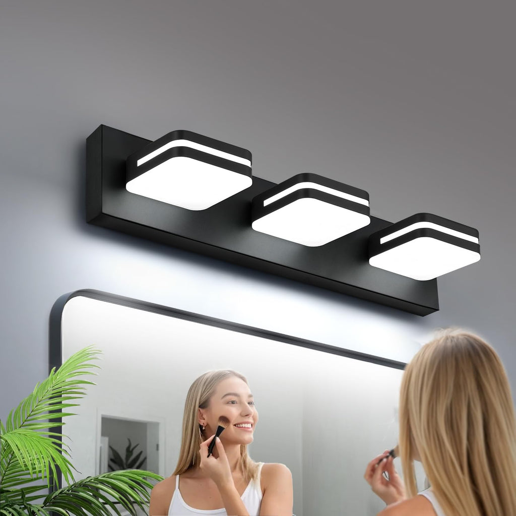 360° Rotate LED Bathroom Vanity Light Fixtures, 1300LM Acrylic Brushed Nickel Vanity Lights for Bathroom, Modern Wall Lighting Fixtures Over Mirror Kitchen Living Hallway (Natural White Light 5000K)