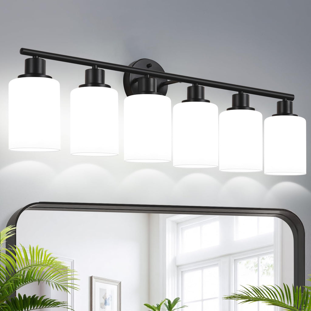 Zarbitta 3-Light Bathroom Light Fixtures, Brushed Nickel Vanity Light, Farmhouse Wall Lights with Milky White Frosted Glass Shades, Bathroom Wall Lamp for Mirror Kitchen Bedroom Hallway Living Room