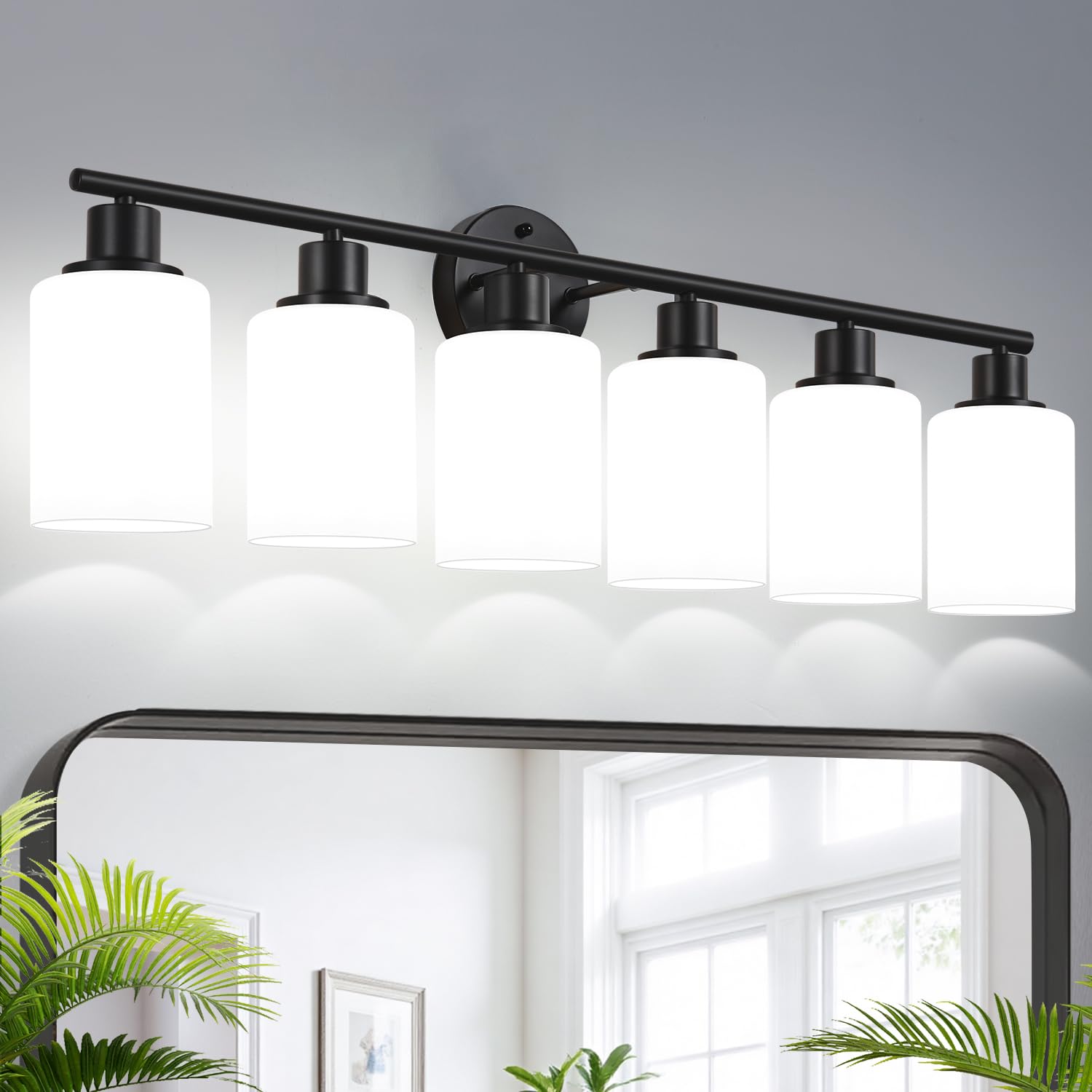 Zarbitta 3-Light Bathroom Light Fixtures, Brushed Nickel Vanity Light, Farmhouse Wall Lights with Milky White Frosted Glass Shades, Bathroom Wall Lamp for Mirror Kitchen Bedroom Hallway Living Room