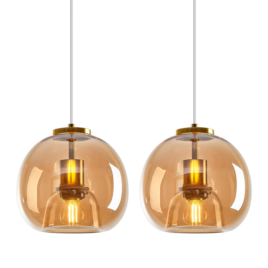 Mirror Smoke Gray Glass Pendant Lights Kitchen Island 2 Pack 7.87" Glass Globe Pendant Light Black Hanging Light Fixture Modern Pendant Lighting for Kitchen Island Bedroom Dining Room