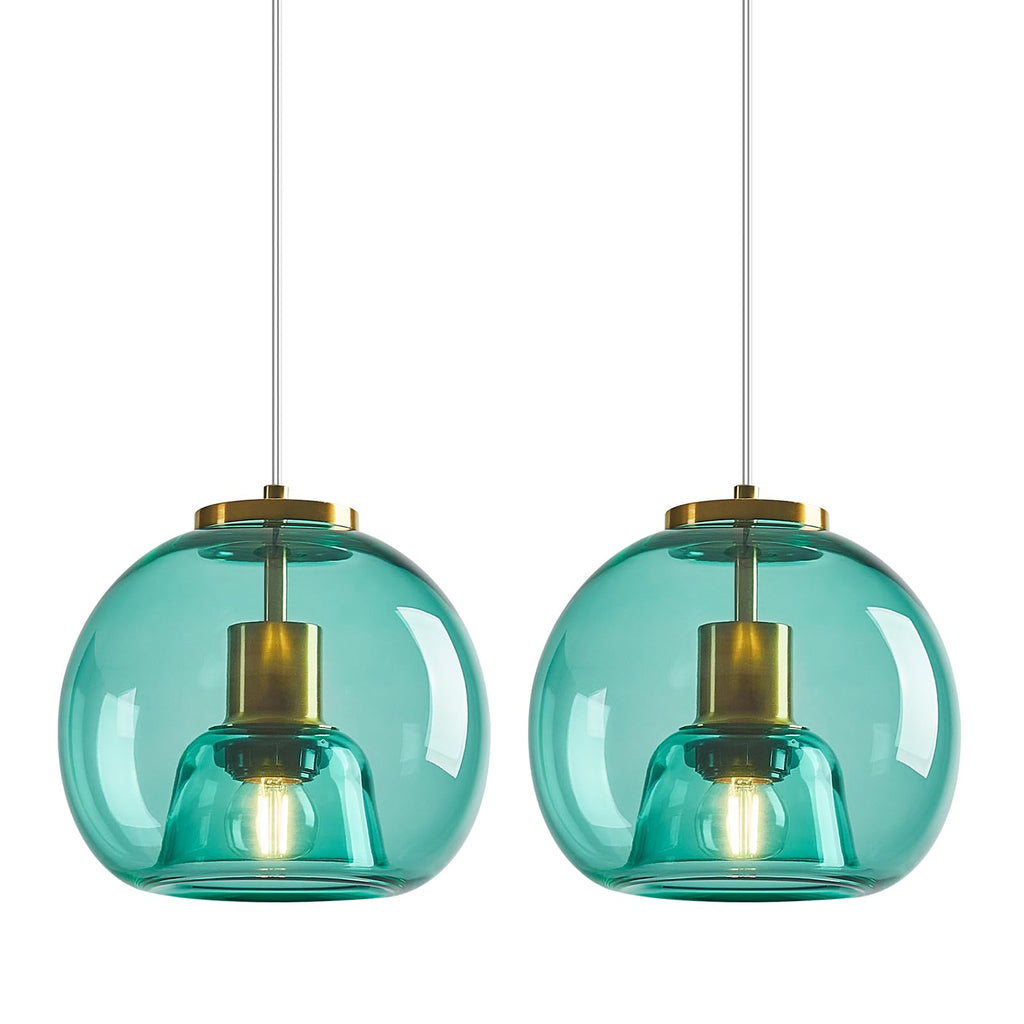 Mirror Smoke Gray Glass Pendant Lights Kitchen Island 2 Pack 7.87" Glass Globe Pendant Light Black Hanging Light Fixture Modern Pendant Lighting for Kitchen Island Bedroom Dining Room