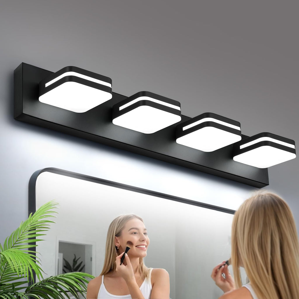 360° Rotate LED Bathroom Vanity Light Fixtures, 1300LM Acrylic Brushed Nickel Vanity Lights for Bathroom, Modern Wall Lighting Fixtures Over Mirror Kitchen Living Hallway (Natural White Light 5000K)