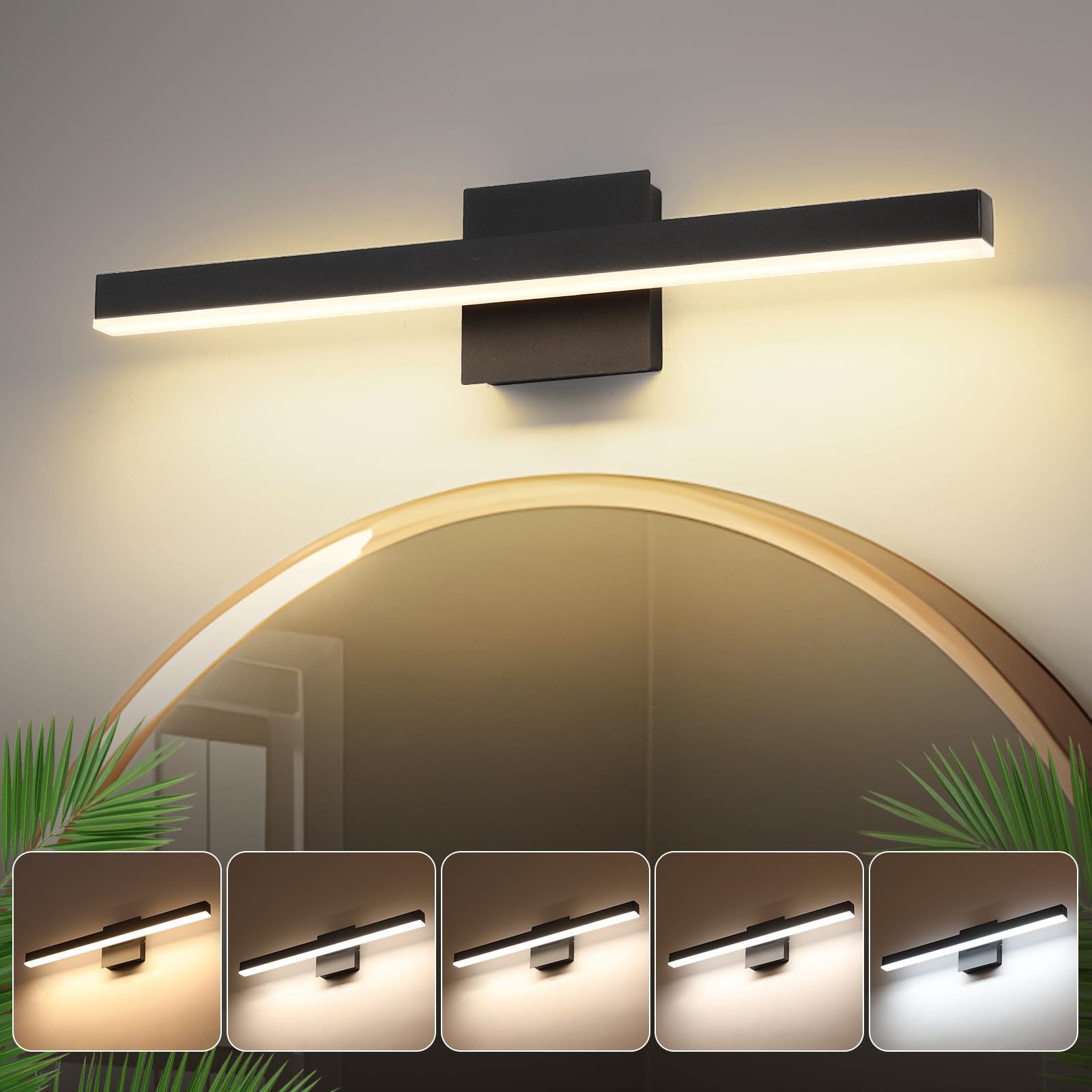 Joossnwell Brushed Nickel Vanity Light for Bathroom Lighting Fixtures Over Mirror Modern Bath Vanity Lights Bar 5CCT Diammable Bathroom Lights 31.5 inch ETL Certificated