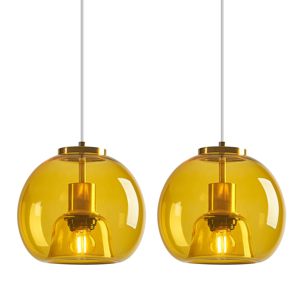 Mirror Smoke Gray Glass Pendant Lights Kitchen Island 2 Pack 7.87" Glass Globe Pendant Light Black Hanging Light Fixture Modern Pendant Lighting for Kitchen Island Bedroom Dining Room