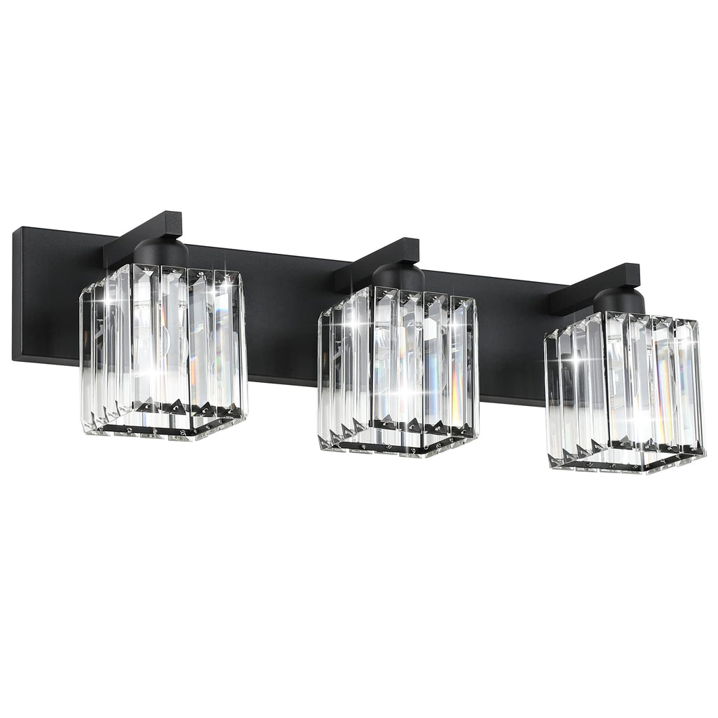 Brushed Nickel 3-Light Crystal Bathroom Vanity Light Fixture (Bulb Not Included)