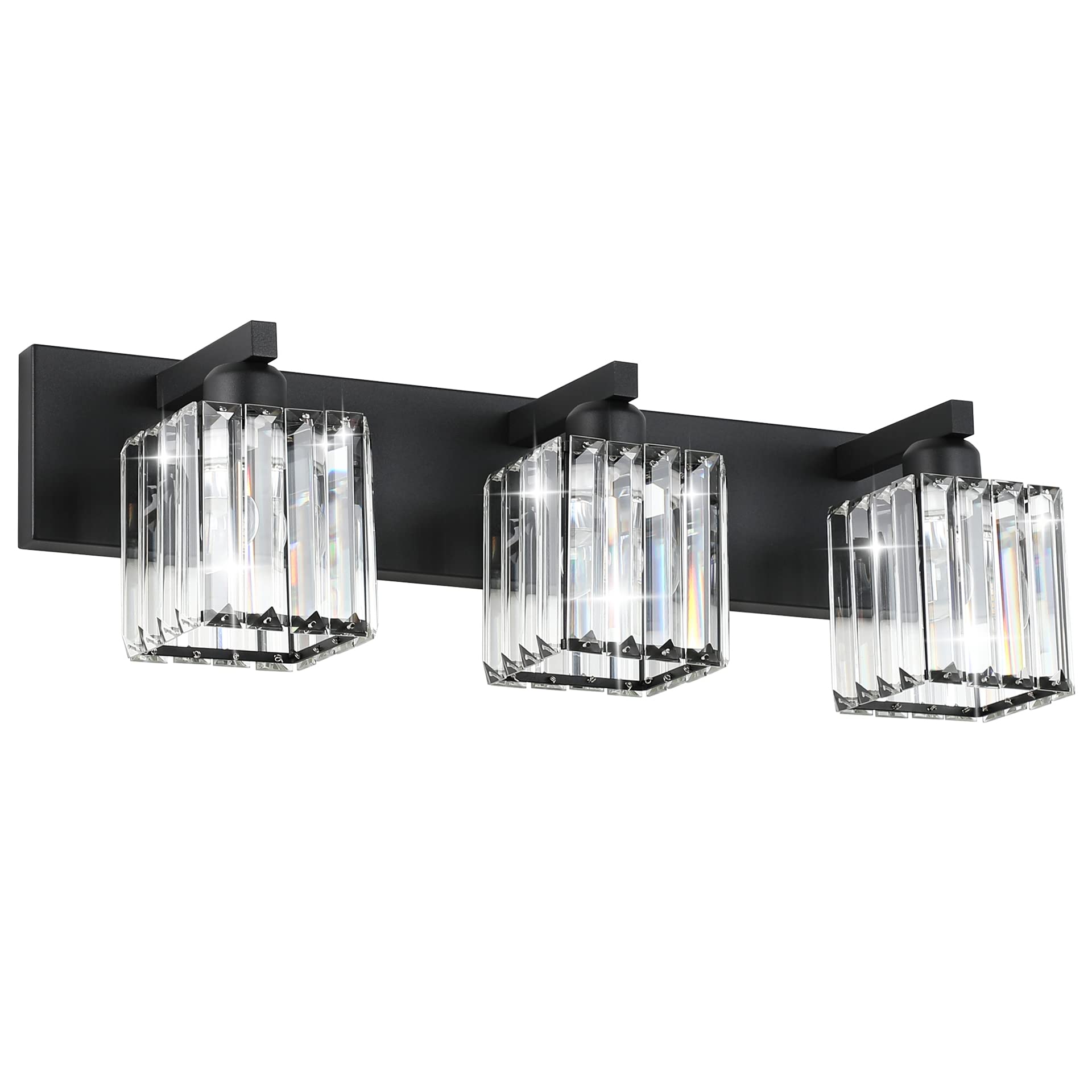 Brushed Nickel 3-Light Crystal Bathroom Vanity Light Fixture (Bulb Not Included)