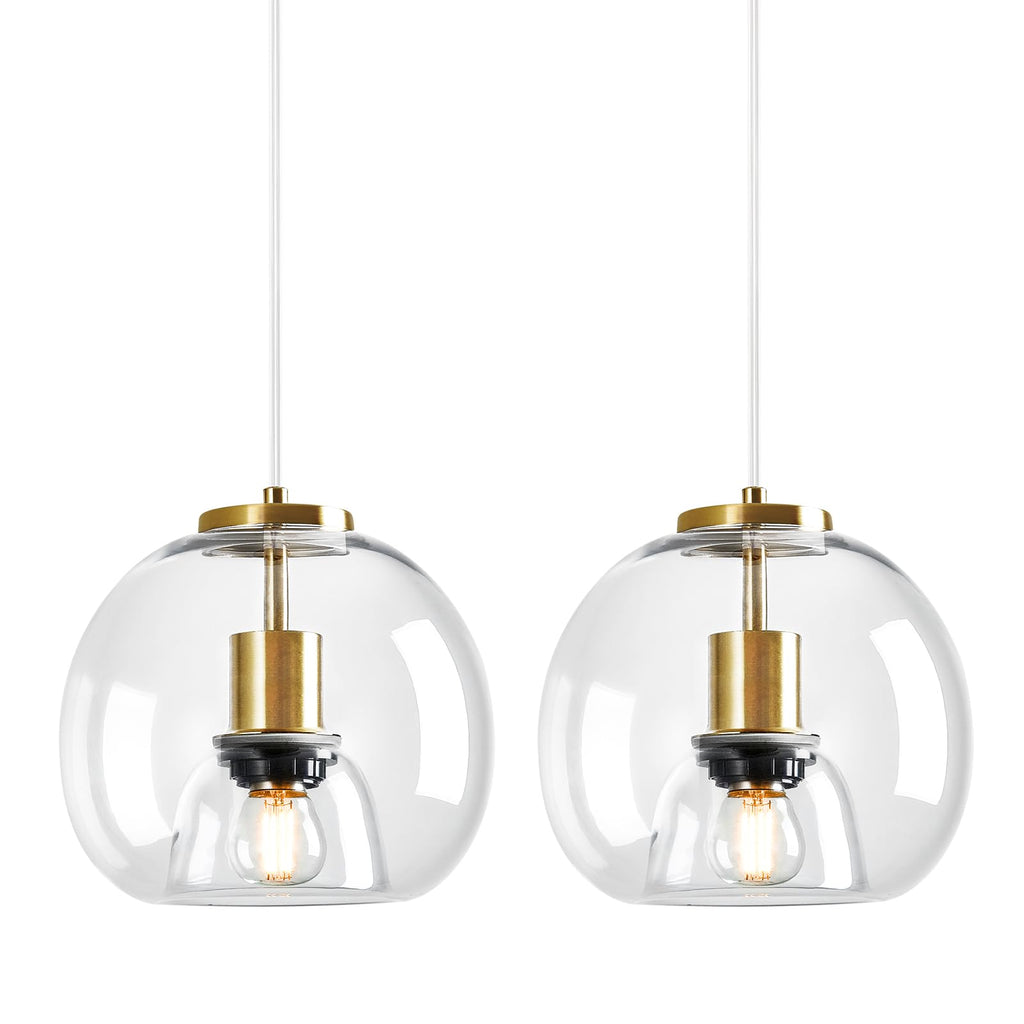 Mirror Smoke Gray Glass Pendant Lights Kitchen Island 2 Pack 7.87" Glass Globe Pendant Light Black Hanging Light Fixture Modern Pendant Lighting for Kitchen Island Bedroom Dining Room
