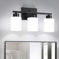 FonmYim Brushed Nickel Bathroom Light Fixtures, 3-Light Modern Vanity Light Over Mirror, Wall Sconces with Milky White Frosted Glass Shades, E26 Socket (Bulbs Not Included)