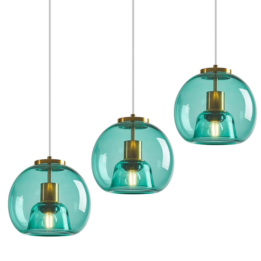 Mirror Smoke Gray Glass Pendant Lights Kitchen Island 2 Pack 7.87" Glass Globe Pendant Light Black Hanging Light Fixture Modern Pendant Lighting for Kitchen Island Bedroom Dining Room