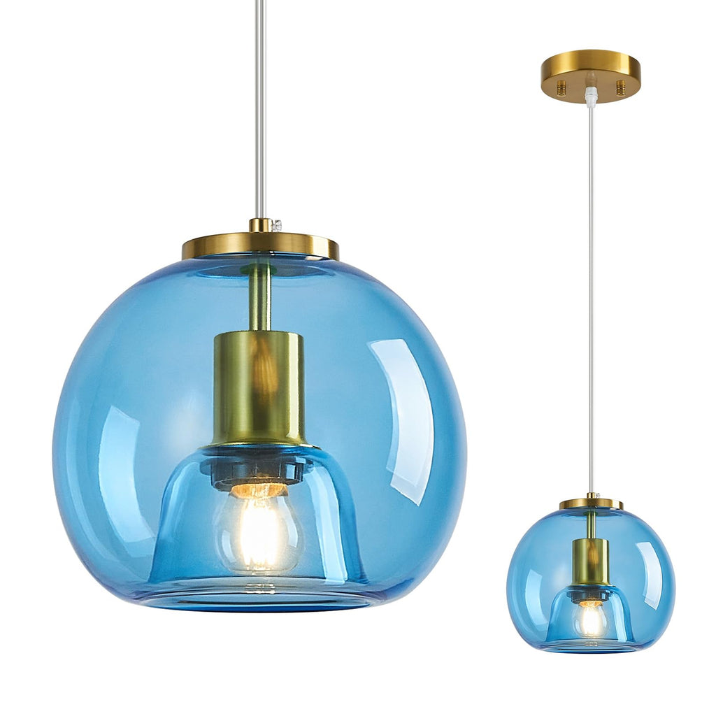 Mirror Smoke Gray Glass Pendant Lights Kitchen Island 2 Pack 7.87" Glass Globe Pendant Light Black Hanging Light Fixture Modern Pendant Lighting for Kitchen Island Bedroom Dining Room