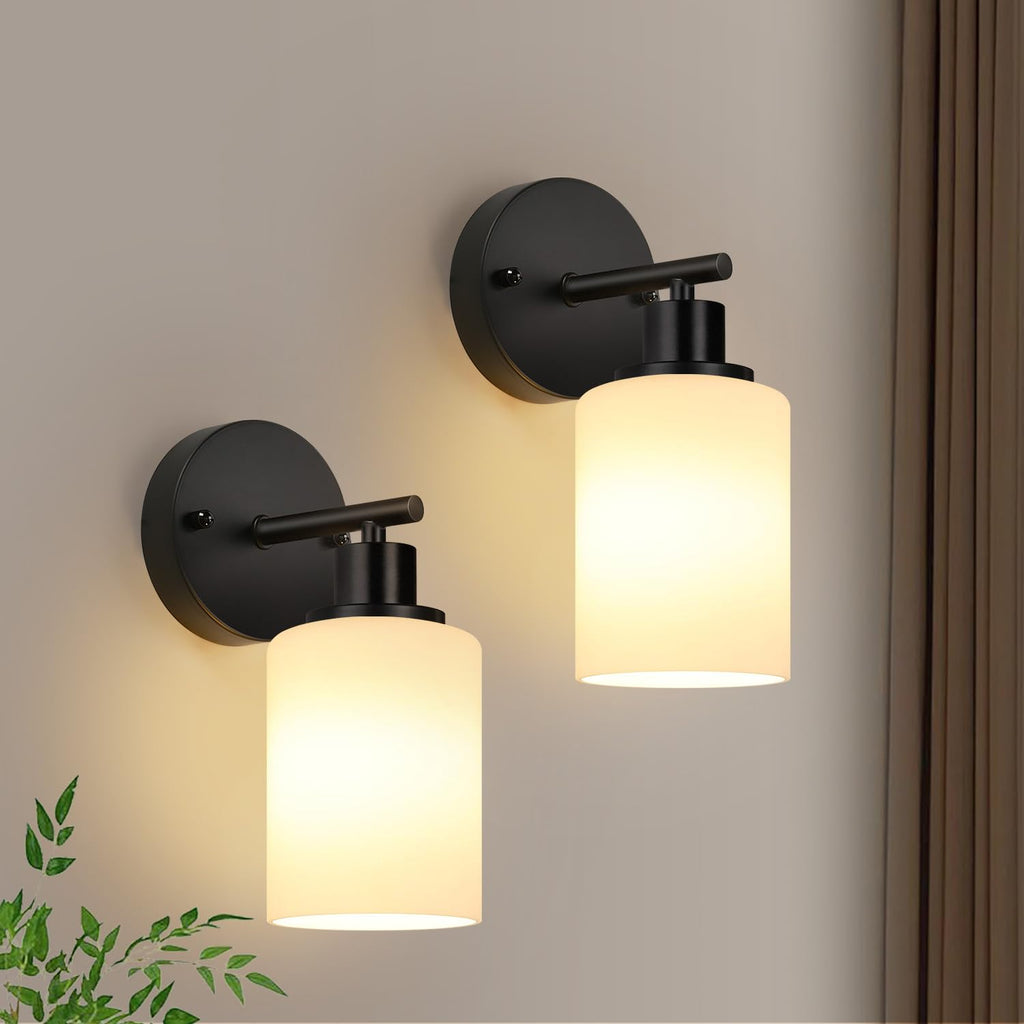 Zarbitta 3-Light Bathroom Light Fixtures, Brushed Nickel Vanity Light, Farmhouse Wall Lights with Milky White Frosted Glass Shades, Bathroom Wall Lamp for Mirror Kitchen Bedroom Hallway Living Room