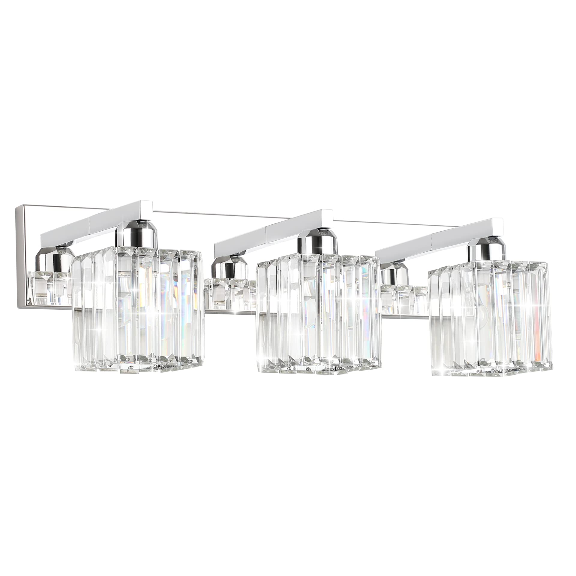 Brushed Nickel 3-Light Crystal Bathroom Vanity Light Fixture (Bulb Not Included)