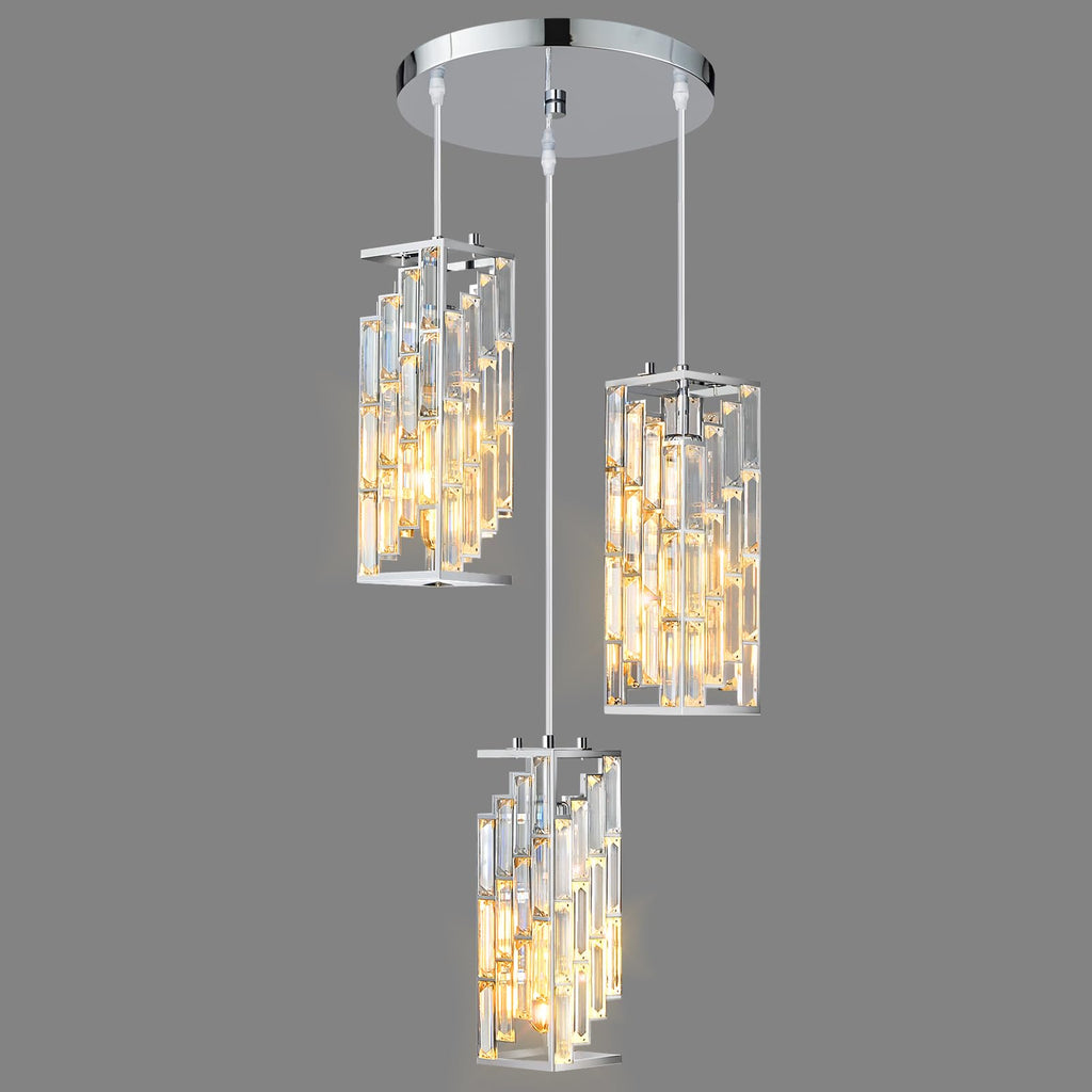 Black Pendant Lighting Modern Pendant Light, Mini Crystal Chandeliers,Adjustable Pendant Light Fixture for Kitchen Island Dinning Room Bedroom (3 Pack)