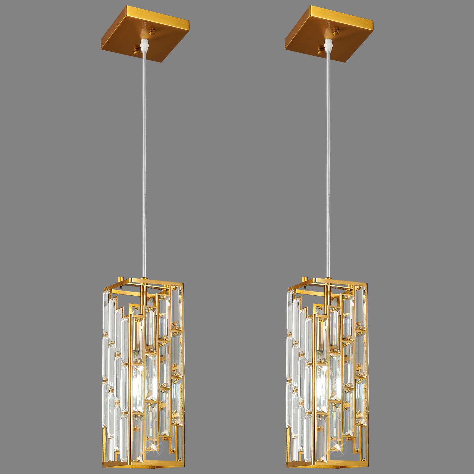 Black Pendant Lighting Modern Pendant Light, Mini Crystal Chandeliers,Adjustable Pendant Light Fixture for Kitchen Island Dinning Room Bedroom (3 Pack)