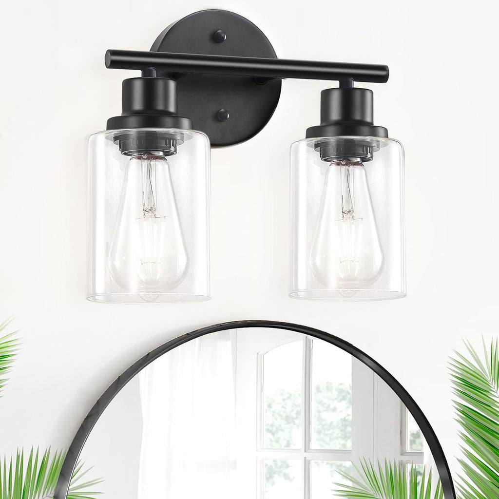 4-Light Brushed Nickel Vanity Lights for Mirror, Bathroom Light Fixtures with Textured Milky White Glass Shade, Modern Kitchen Light Fixtures Wall Sconce Light - E26 Base