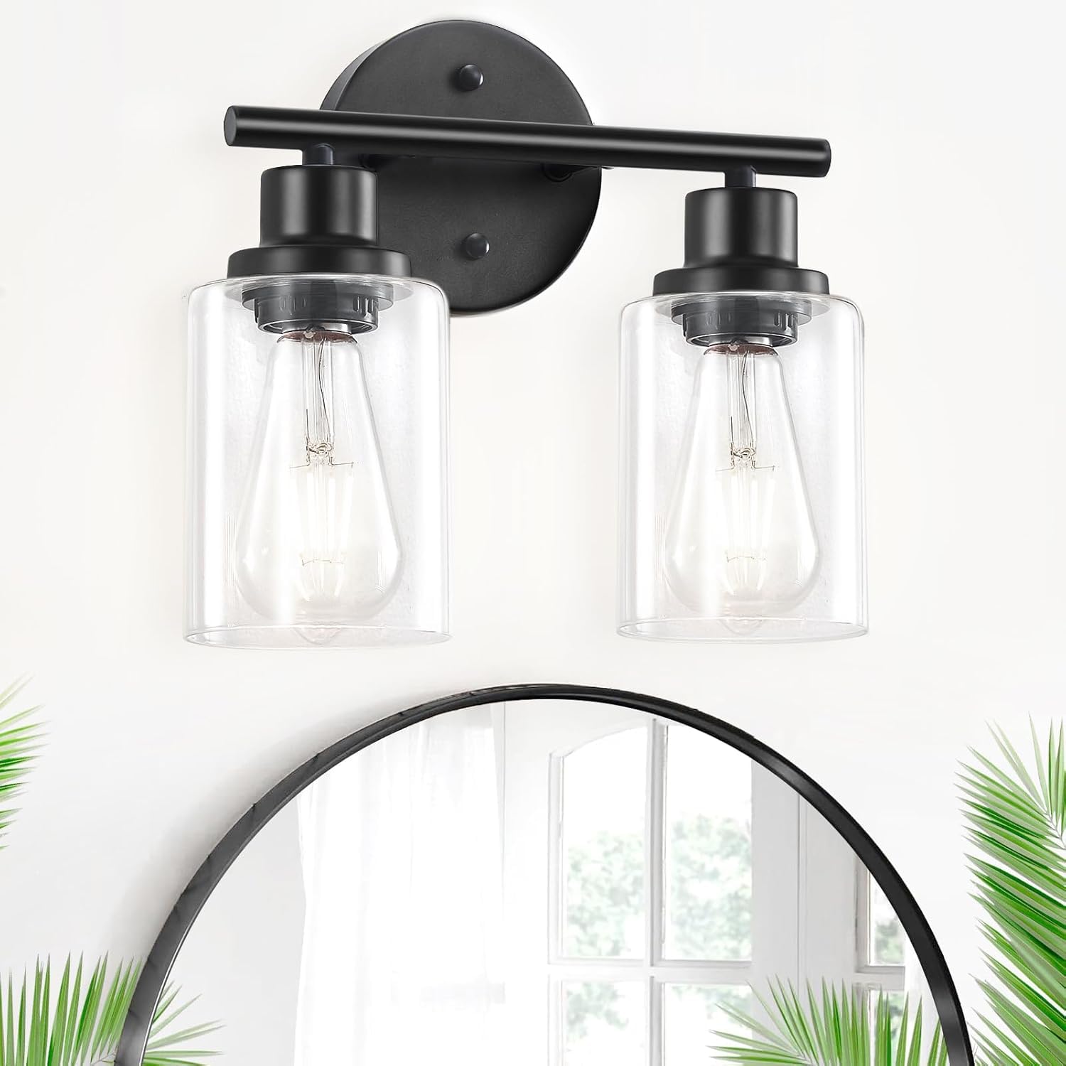 4-Light Brushed Nickel Vanity Lights for Mirror, Bathroom Light Fixtures with Textured Milky White Glass Shade, Modern Kitchen Light Fixtures Wall Sconce Light - E26 Base