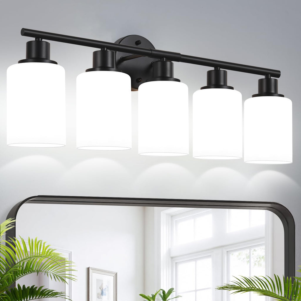 Zarbitta 3-Light Bathroom Light Fixtures, Brushed Nickel Vanity Light, Farmhouse Wall Lights with Milky White Frosted Glass Shades, Bathroom Wall Lamp for Mirror Kitchen Bedroom Hallway Living Room