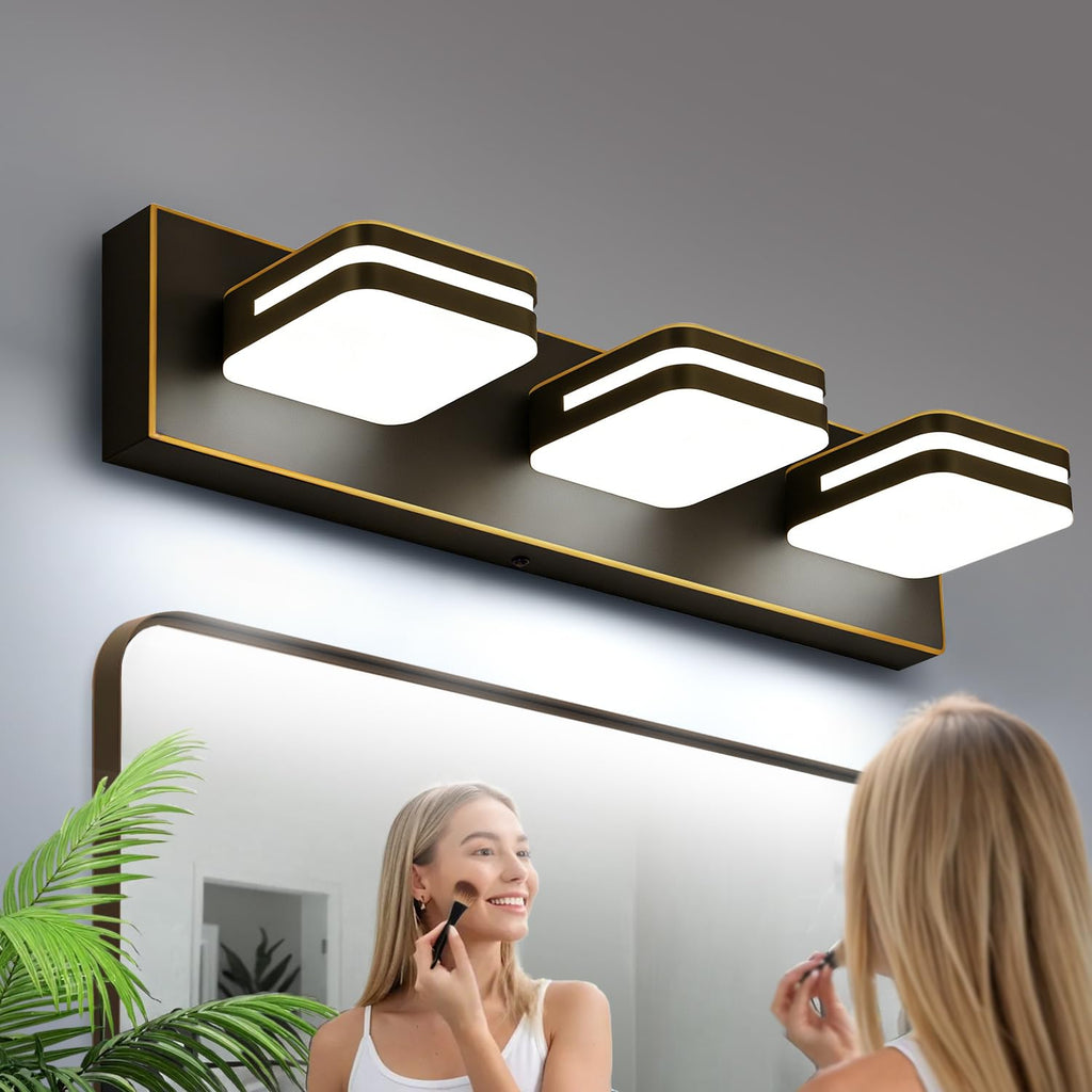 360° Rotate LED Bathroom Vanity Light Fixtures, 1300LM Acrylic Brushed Nickel Vanity Lights for Bathroom, Modern Wall Lighting Fixtures Over Mirror Kitchen Living Hallway (Natural White Light 5000K)
