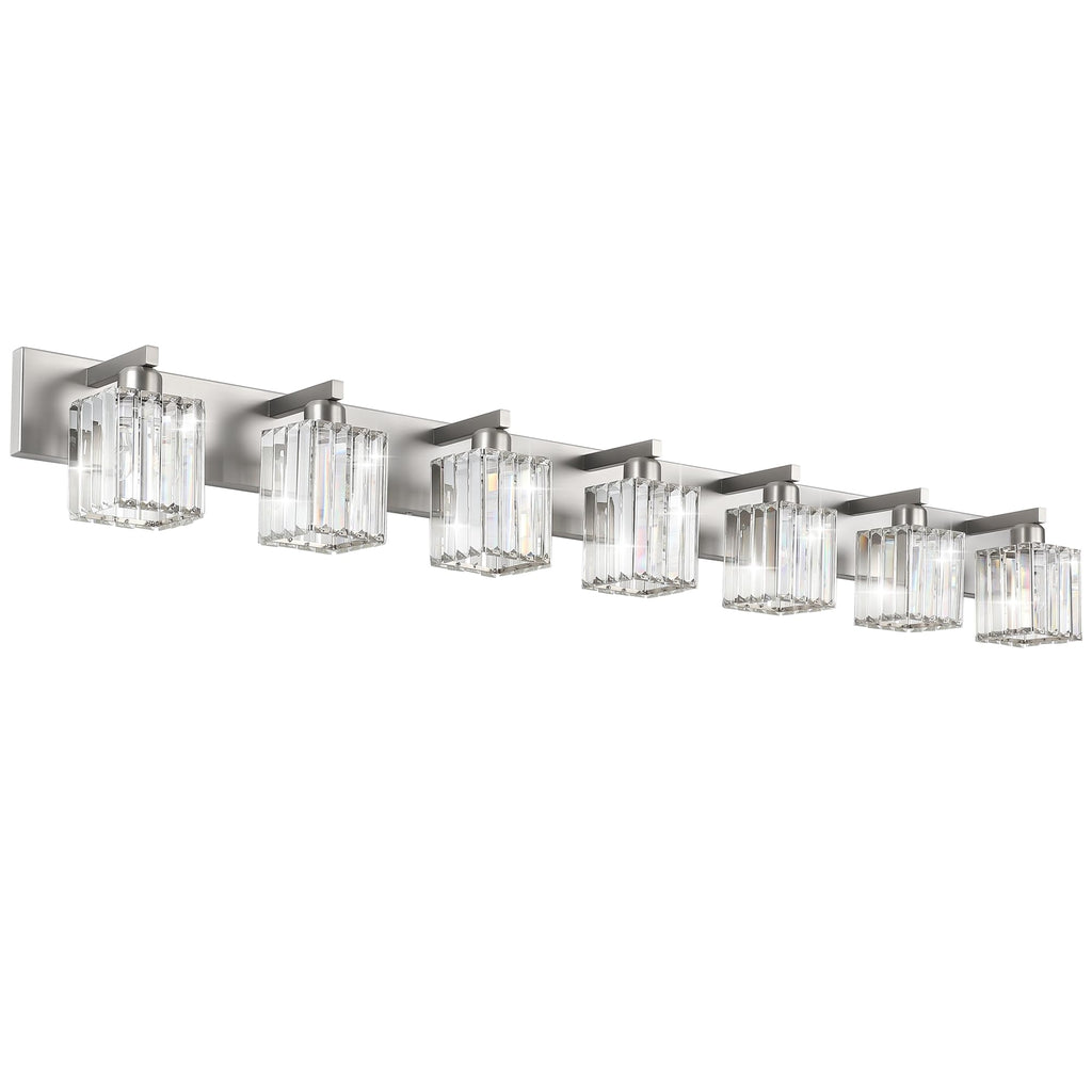 Brushed Nickel 3-Light Crystal Bathroom Vanity Light Fixture (Bulb Not Included)