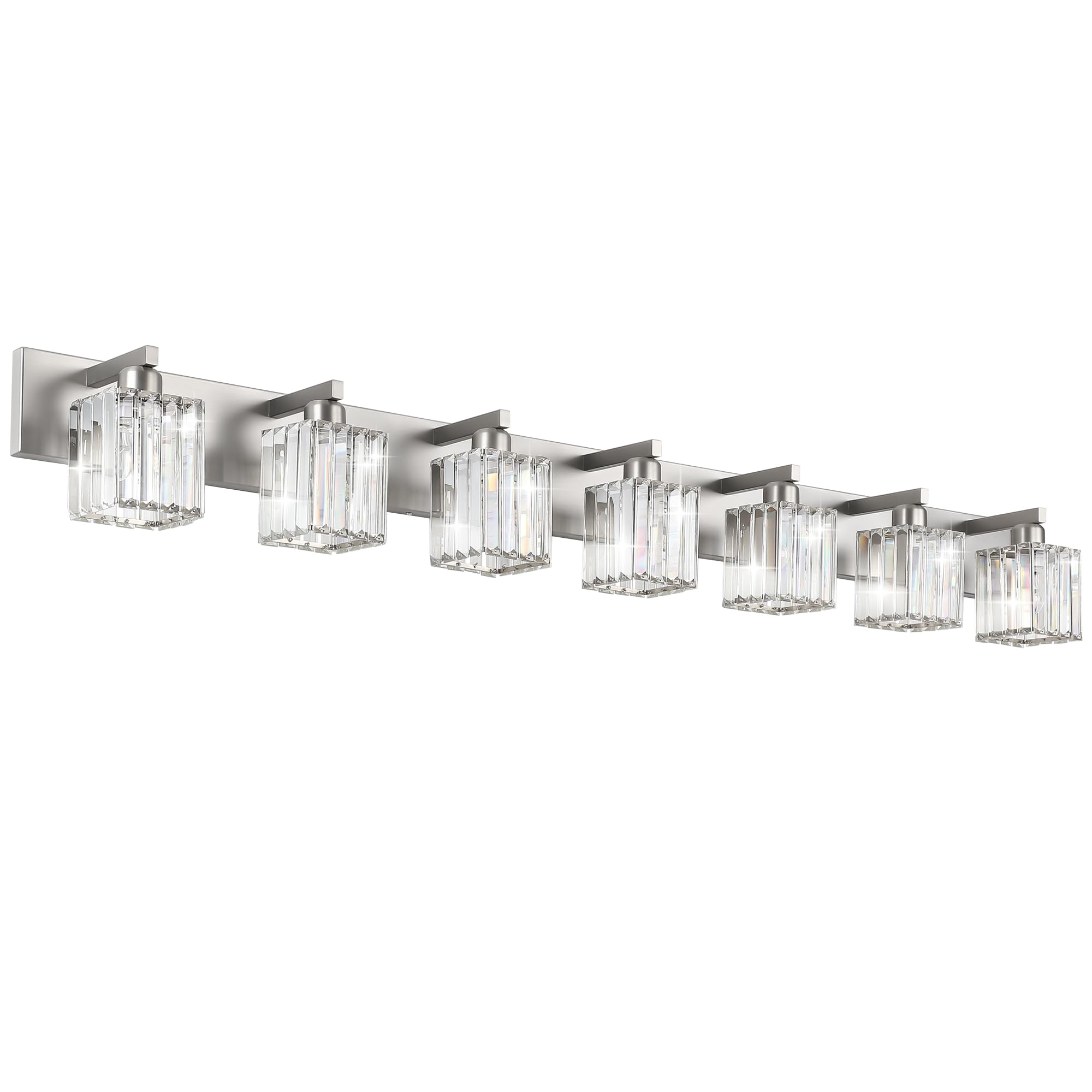 Brushed Nickel 3-Light Crystal Bathroom Vanity Light Fixture (Bulb Not Included)