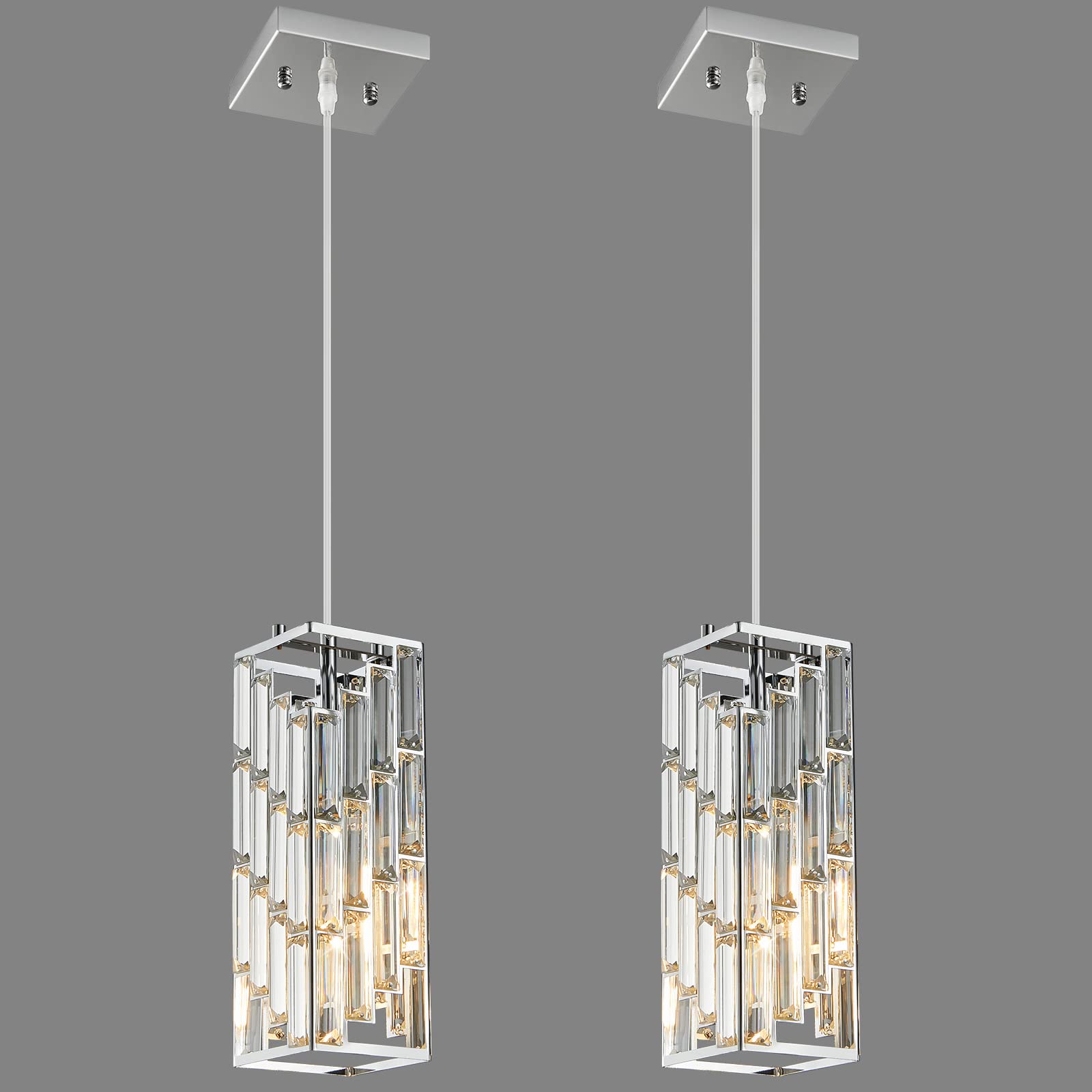 Black Pendant Lighting Modern Pendant Light, Mini Crystal Chandeliers,Adjustable Pendant Light Fixture for Kitchen Island Dinning Room Bedroom (3 Pack)