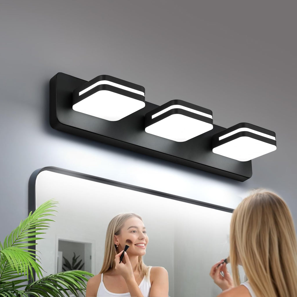 360° Rotate LED Bathroom Vanity Light Fixtures, 1300LM Acrylic Brushed Nickel Vanity Lights for Bathroom, Modern Wall Lighting Fixtures Over Mirror Kitchen Living Hallway (Natural White Light 5000K)