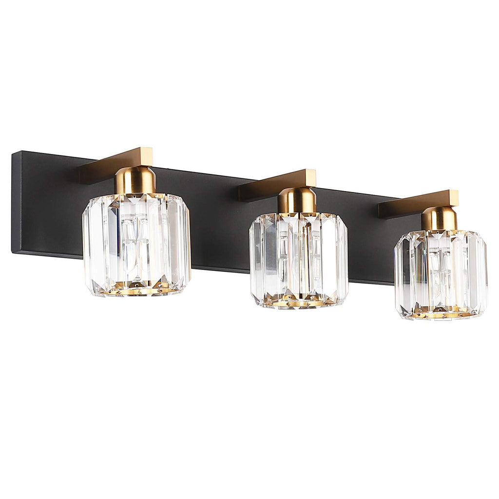 Brushed Nickel 3-Light Crystal Bathroom Vanity Light Fixture (Bulb Not Included)