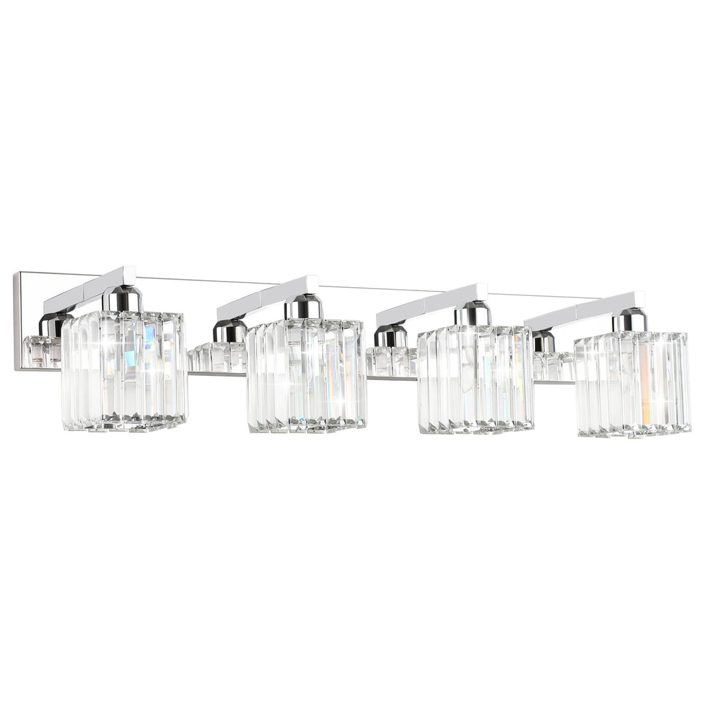 Brushed Nickel 3-Light Crystal Bathroom Vanity Light Fixture (Bulb Not Included)