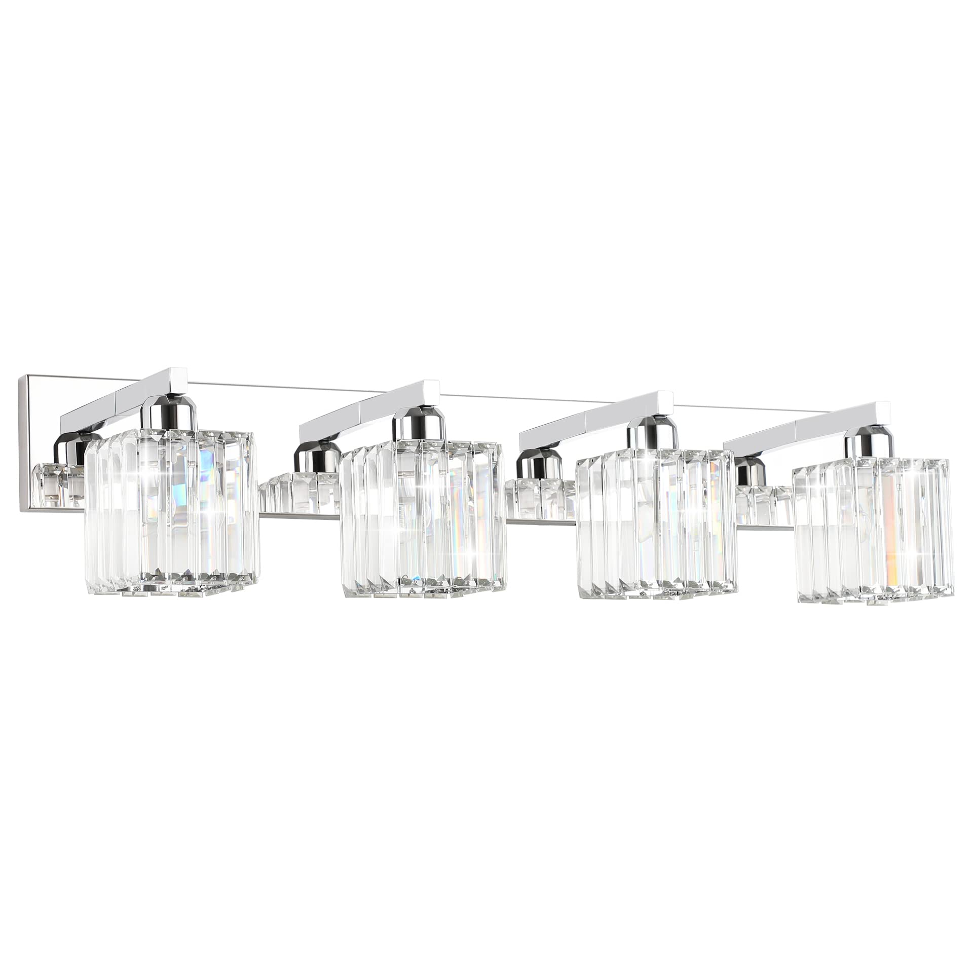 Brushed Nickel 3-Light Crystal Bathroom Vanity Light Fixture (Bulb Not Included)