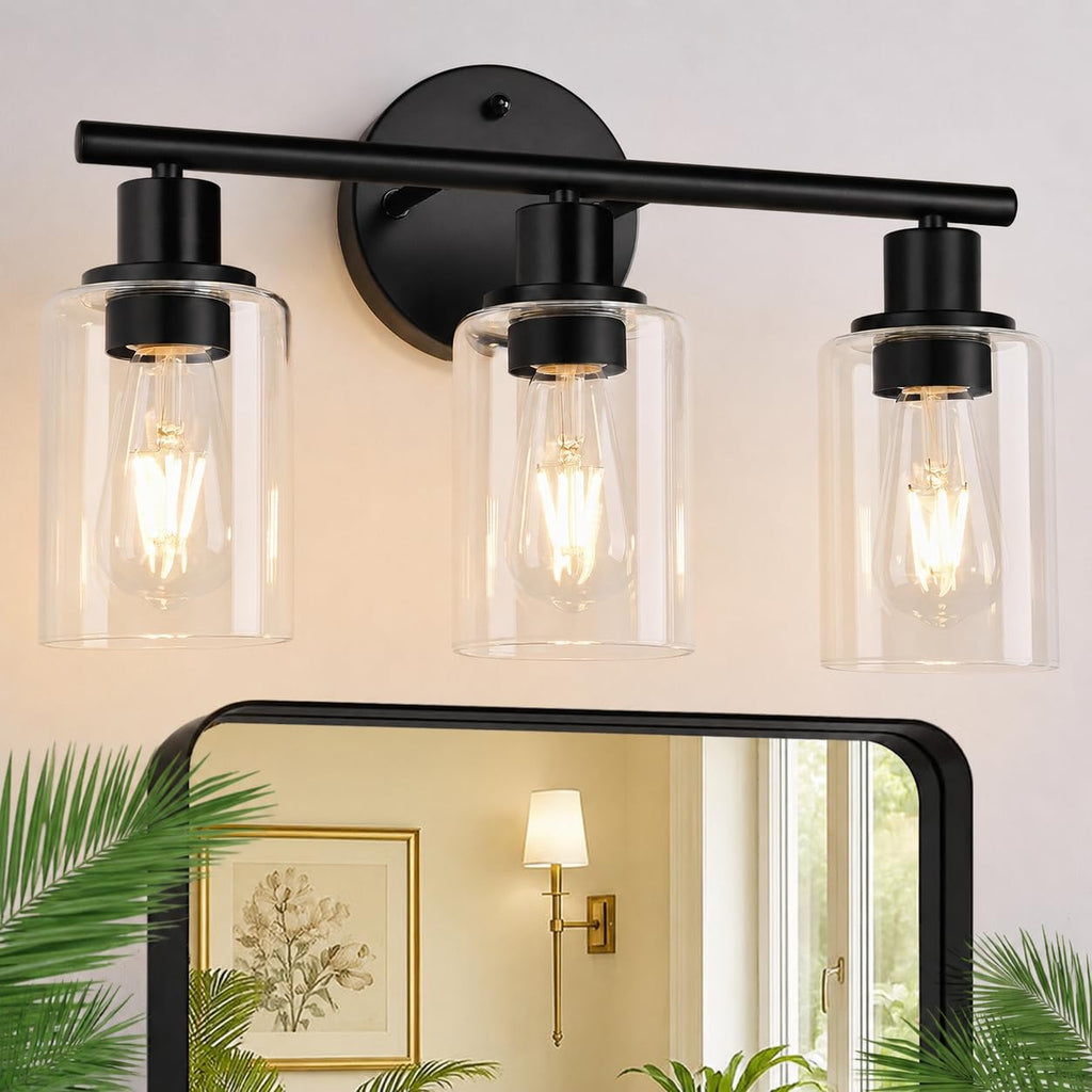 Zarbitta 3-Light Bathroom Light Fixtures, Brushed Nickel Vanity Light, Farmhouse Wall Lights with Milky White Frosted Glass Shades, Bathroom Wall Lamp for Mirror Kitchen Bedroom Hallway Living Room
