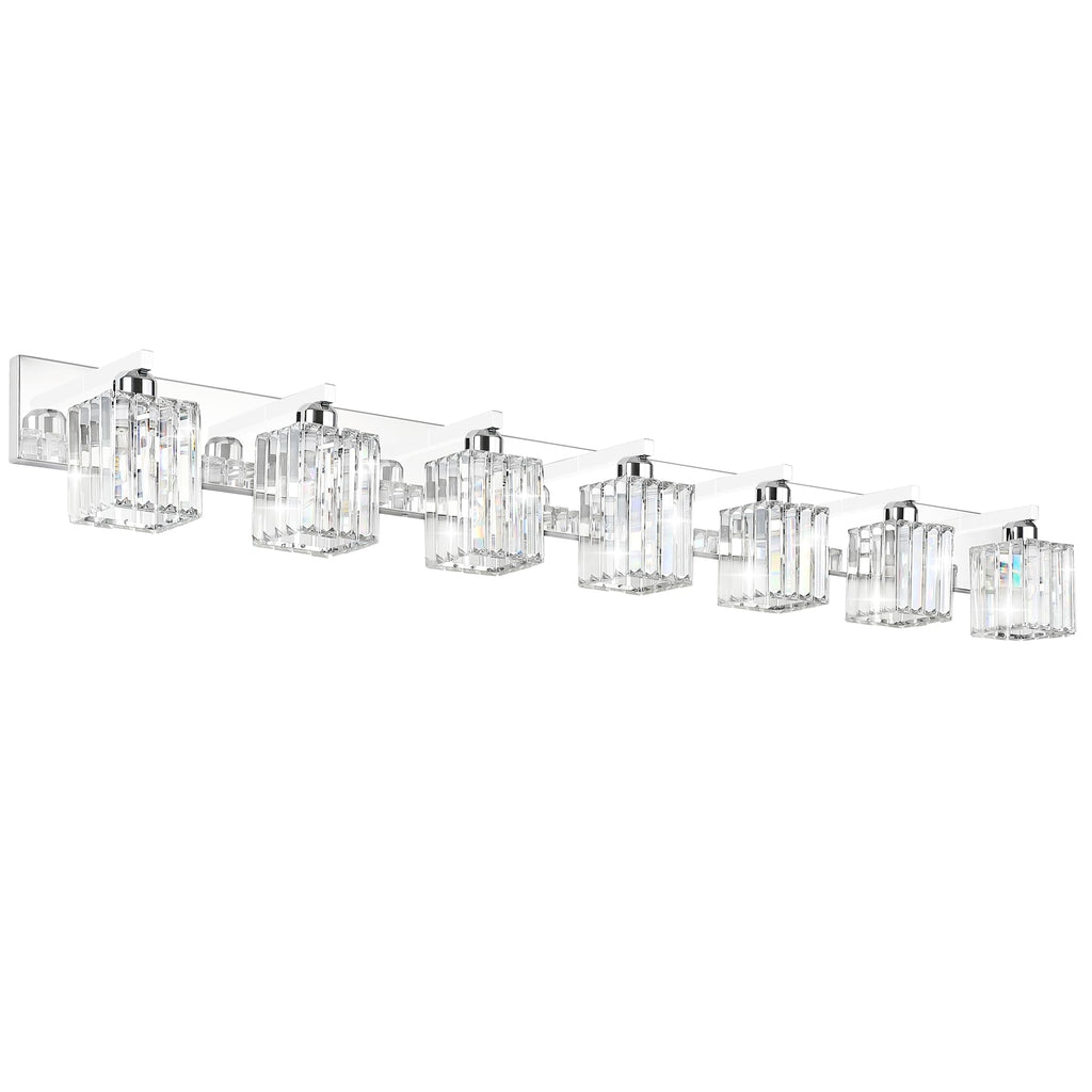 Brushed Nickel 3-Light Crystal Bathroom Vanity Light Fixture (Bulb Not Included)