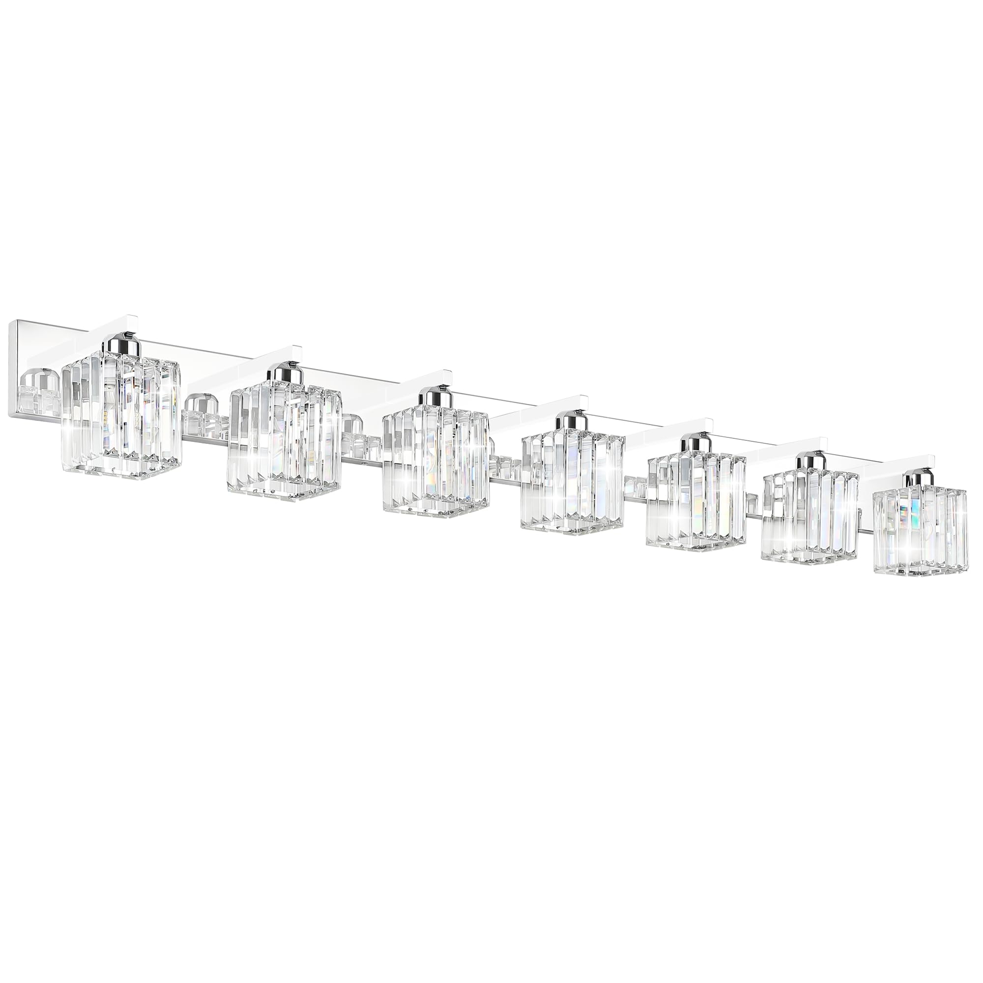 Brushed Nickel 3-Light Crystal Bathroom Vanity Light Fixture (Bulb Not Included)