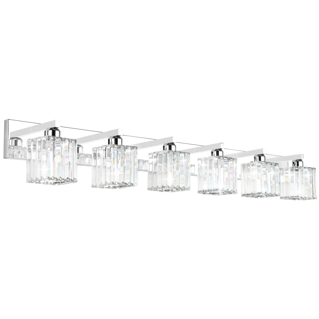 Brushed Nickel 3-Light Crystal Bathroom Vanity Light Fixture (Bulb Not Included)