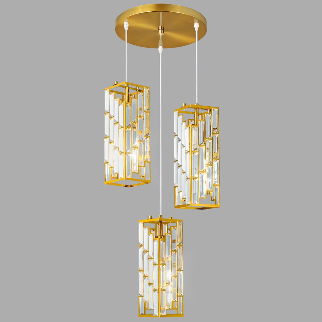 Black Pendant Lighting Modern Pendant Light, Mini Crystal Chandeliers,Adjustable Pendant Light Fixture for Kitchen Island Dinning Room Bedroom (3 Pack)
