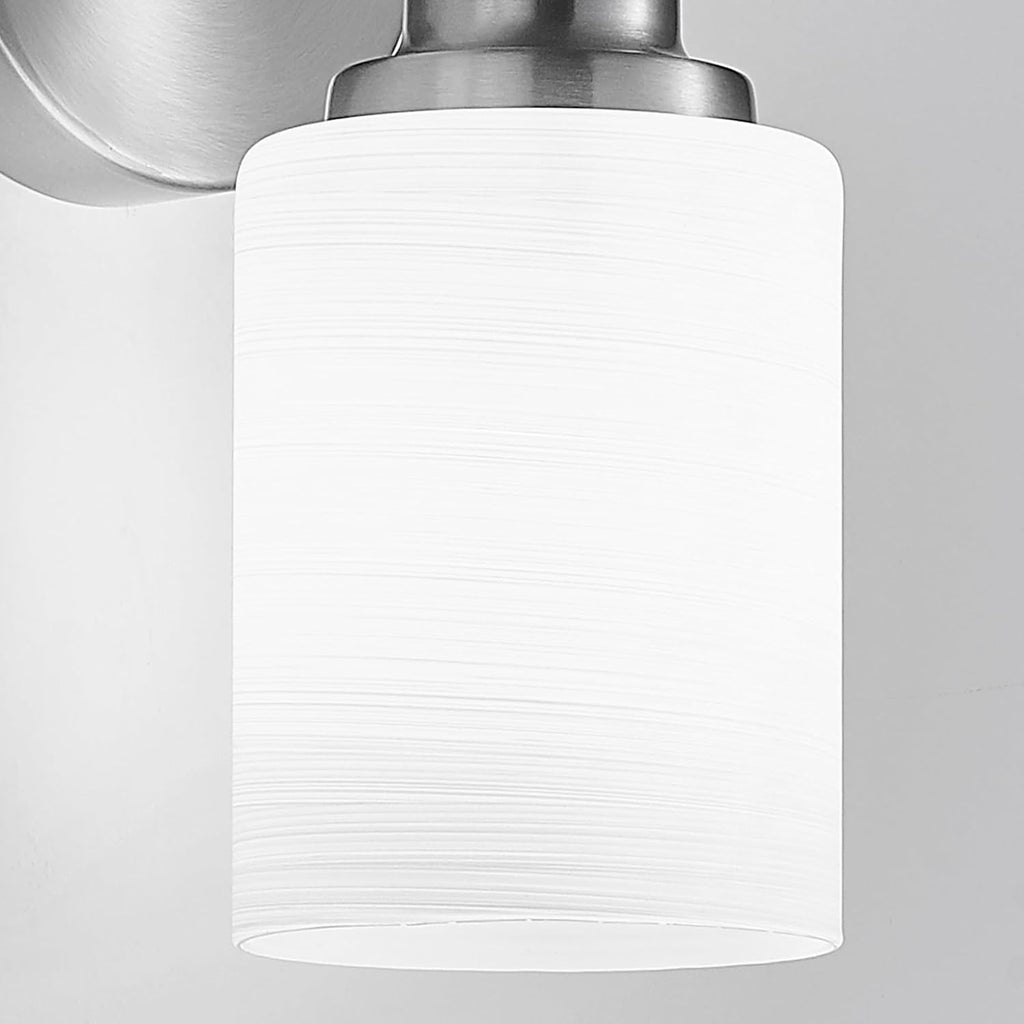 4-Light Brushed Nickel Vanity Lights for Mirror, Bathroom Light Fixtures with Textured Milky White Glass Shade, Modern Kitchen Light Fixtures Wall Sconce Light - E26 Base