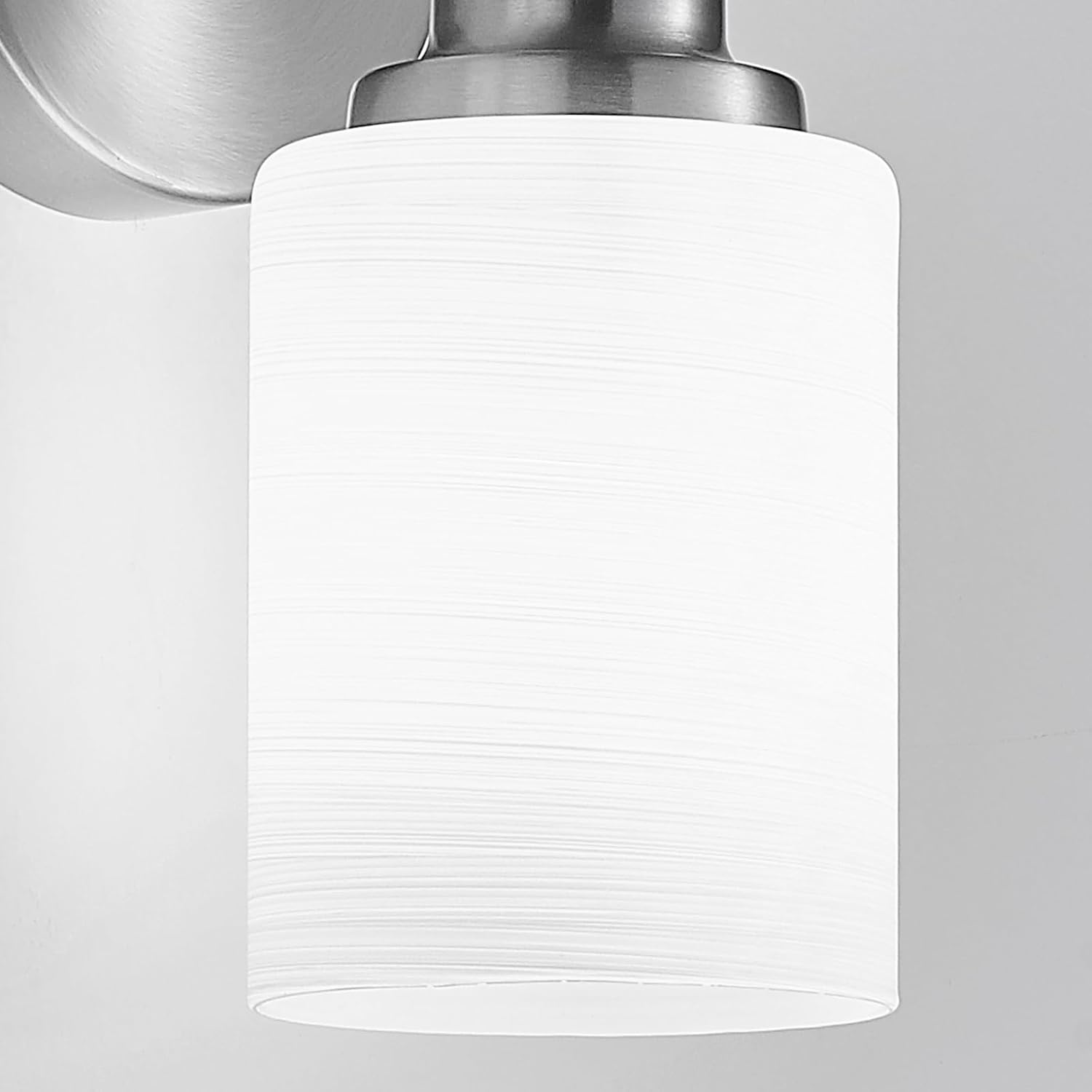 4-Light Brushed Nickel Vanity Lights for Mirror, Bathroom Light Fixtures with Textured Milky White Glass Shade, Modern Kitchen Light Fixtures Wall Sconce Light - E26 Base