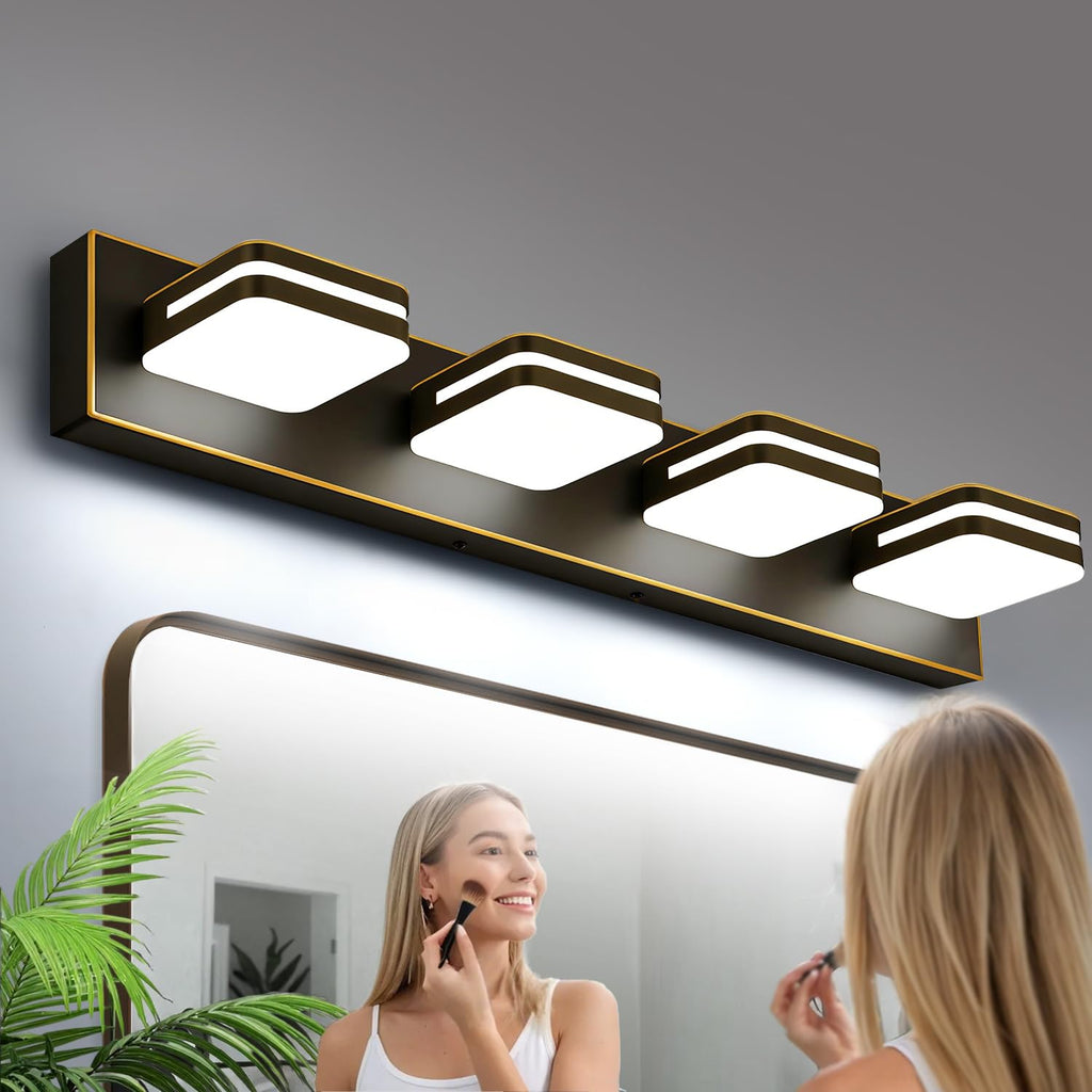 360° Rotate LED Bathroom Vanity Light Fixtures, 1300LM Acrylic Brushed Nickel Vanity Lights for Bathroom, Modern Wall Lighting Fixtures Over Mirror Kitchen Living Hallway (Natural White Light 5000K)