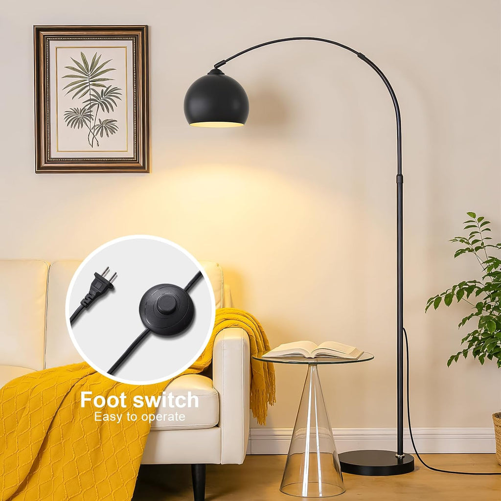 Matte Black Arc Floor Lamp 71" Tall, Dimmable 12W LED Smart Standing Lamp with Remote Control, 360° Rotatable Adjustable Height & Span, Reading Floor Lamp for Living Room, Bedroom, Office, Library