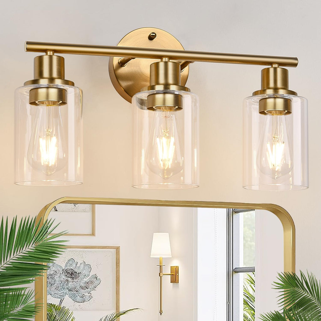 Zarbitta 3-Light Bathroom Light Fixtures, Brushed Nickel Vanity Light, Farmhouse Wall Lights with Milky White Frosted Glass Shades, Bathroom Wall Lamp for Mirror Kitchen Bedroom Hallway Living Room