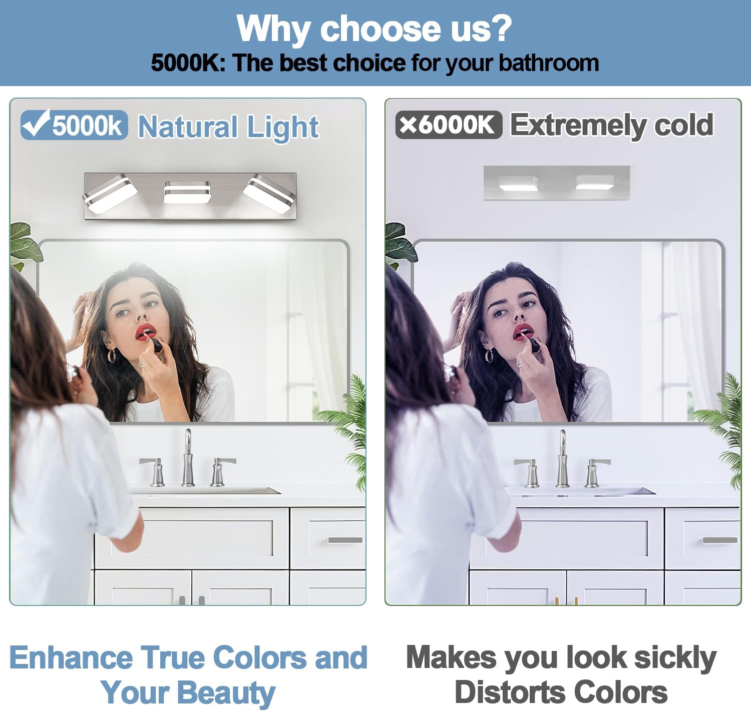 360° Rotate LED Bathroom Vanity Light Fixtures, 1300LM Acrylic Brushed Nickel Vanity Lights for Bathroom, Modern Wall Lighting Fixtures Over Mirror Kitchen Living Hallway (Natural White Light 5000K)