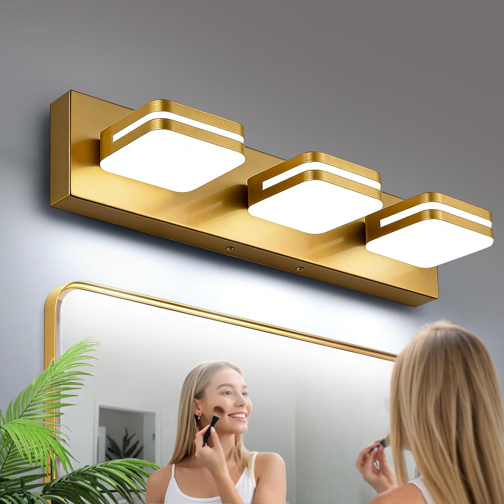 360° Rotate LED Bathroom Vanity Light Fixtures, 1300LM Acrylic Brushed Nickel Vanity Lights for Bathroom, Modern Wall Lighting Fixtures Over Mirror Kitchen Living Hallway (Natural White Light 5000K)