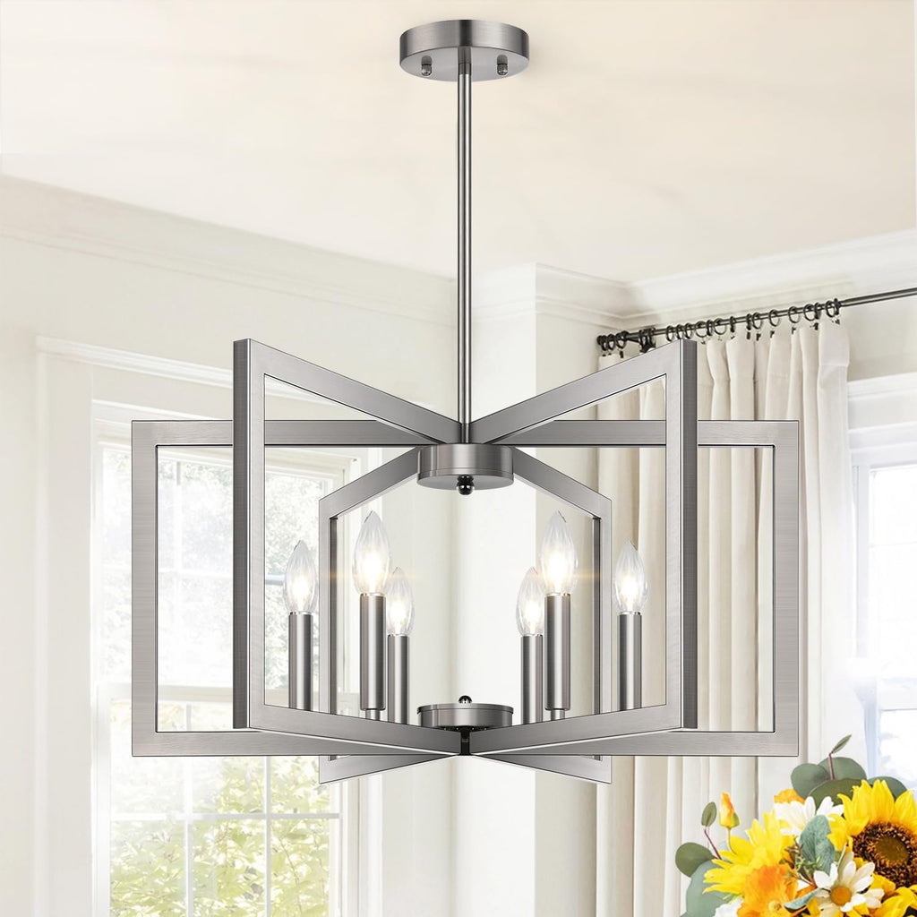 25"-61" Height Adjustable Modern Matte Black Chandelier for Dining Room, No Assembly Required Black Dining Room Light Fixture Over Table, Industrial Metal Pendant Lights Fixture for Kitchen Island
