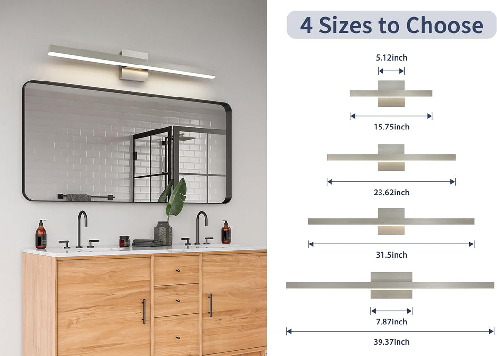 Joossnwell Brushed Nickel Vanity Light for Bathroom Lighting Fixtures Over Mirror Modern Bath Vanity Lights Bar 5CCT Diammable Bathroom Lights 31.5 inch ETL Certificated