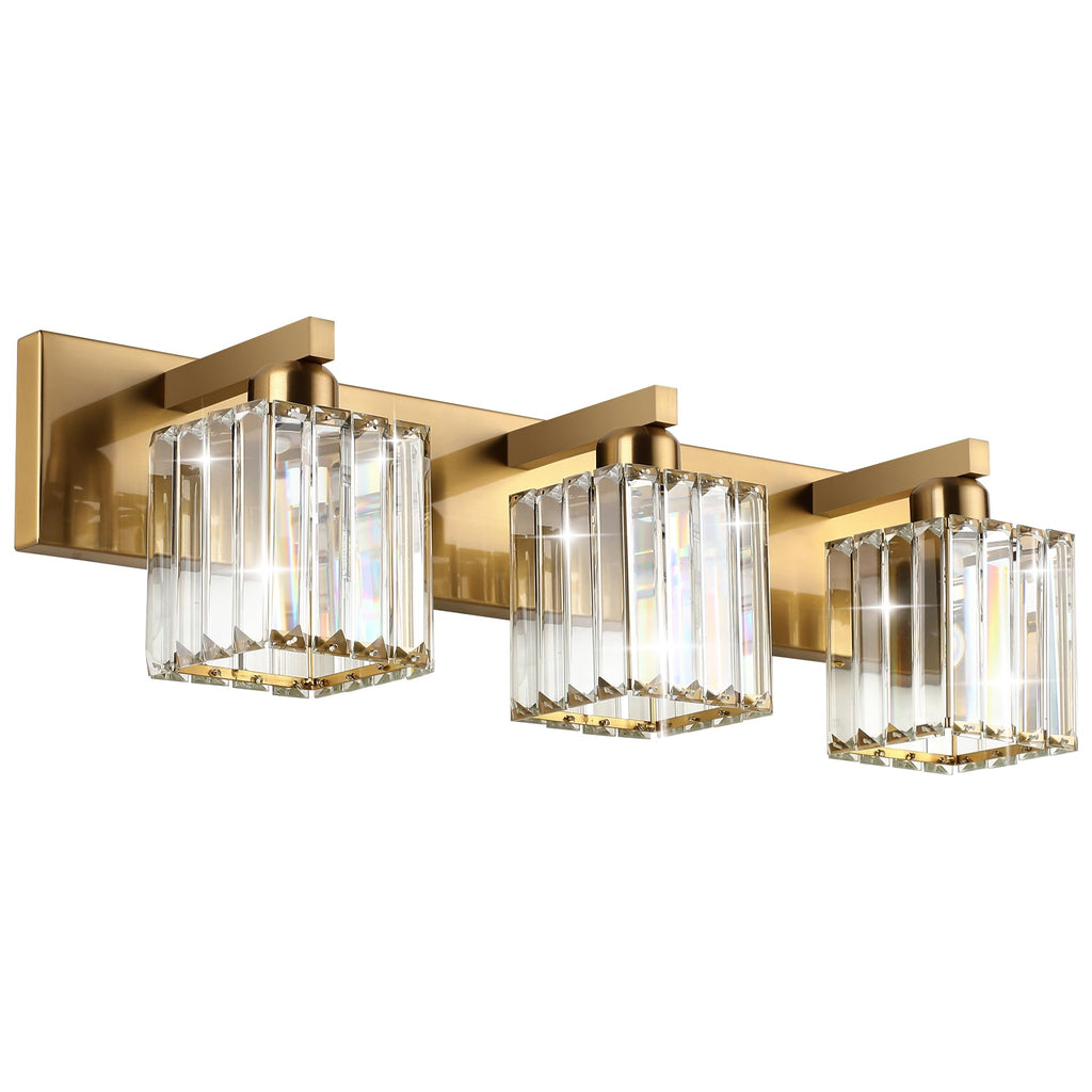 Brushed Nickel 3-Light Crystal Bathroom Vanity Light Fixture (Bulb Not Included)