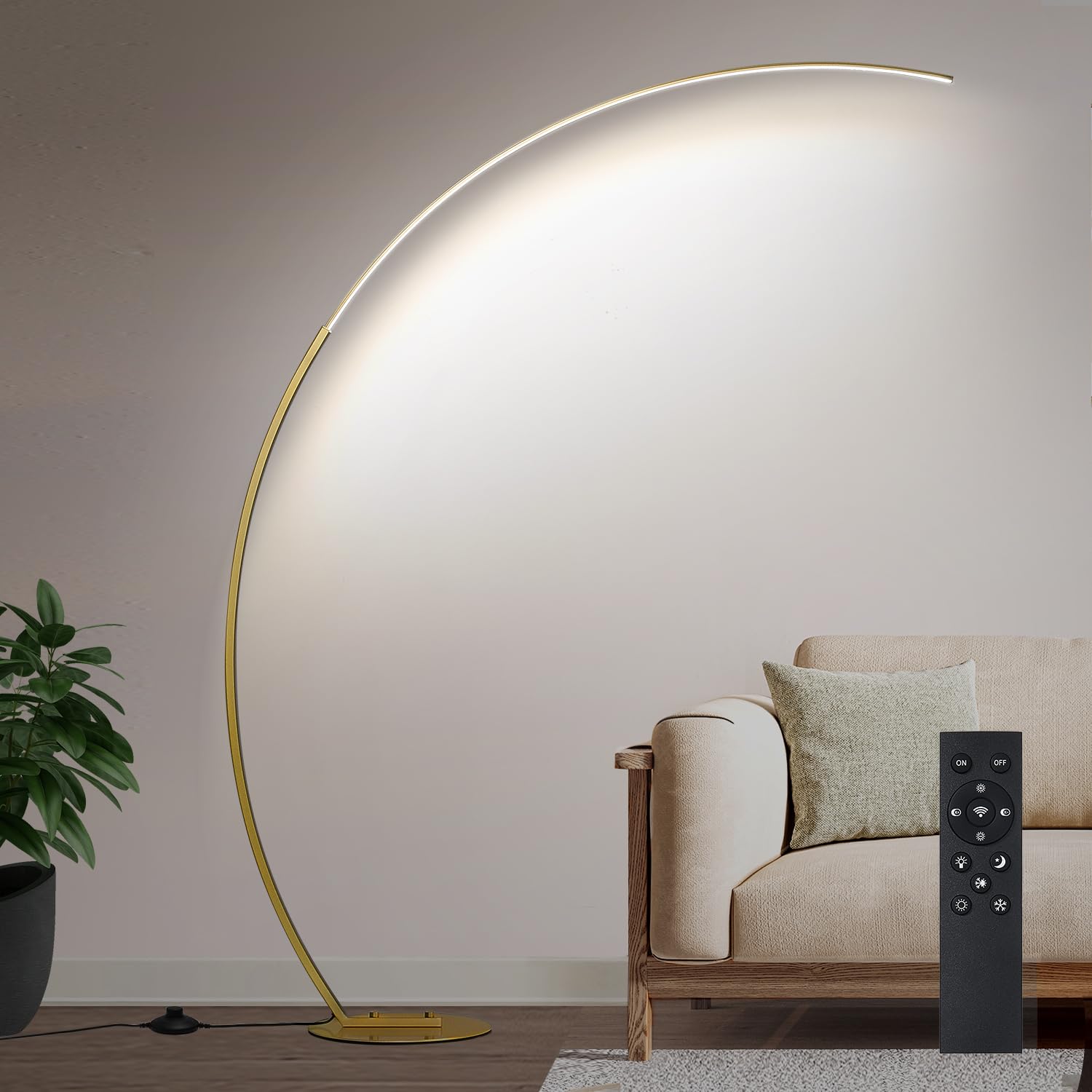 Dimmable LED Lamps for Living Room with 3 Color Temperatures, Ultra Bright 2000LM Arc Floor Lamps, Modern Standing Tall Lamp with Remote Control Reading Floor Lamp for Bedroom Office Classroom