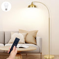 Arc Floor Lamps Bronze, Standing Lamps for Living Room with Remote Control, Foot Switch, Metal Shade, Arched Floor Lamp with Stepless Dimmable LED Bulb, Brown Floor Reading Tall Lamp for Bedroom