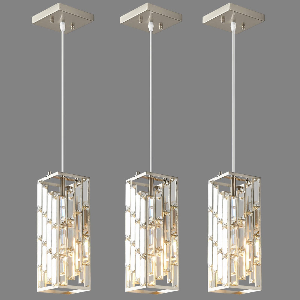Black Pendant Lighting Modern Pendant Light, Mini Crystal Chandeliers,Adjustable Pendant Light Fixture for Kitchen Island Dinning Room Bedroom (3 Pack)